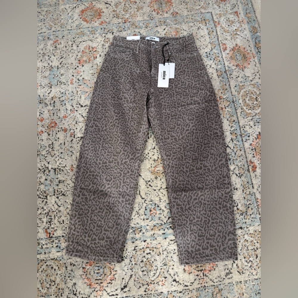 NWT MICA Leopard Print Barrel Jeans